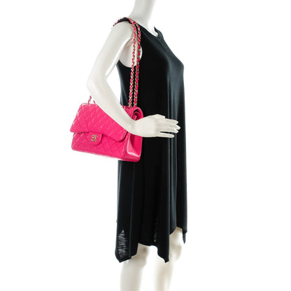 Chanel Lambskin Quilted Jumbo Double Flap Fuchsia 2 of 8