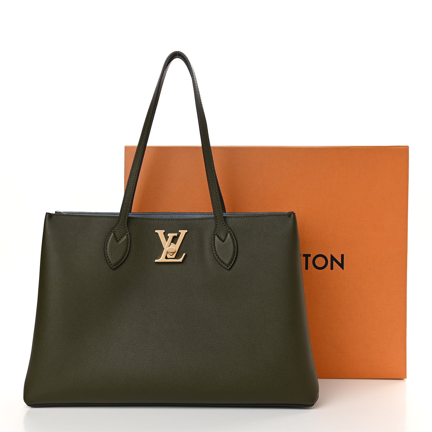 Louis Vuitton Grained Calfskin Lockme Shopper Kaki 13 of 13