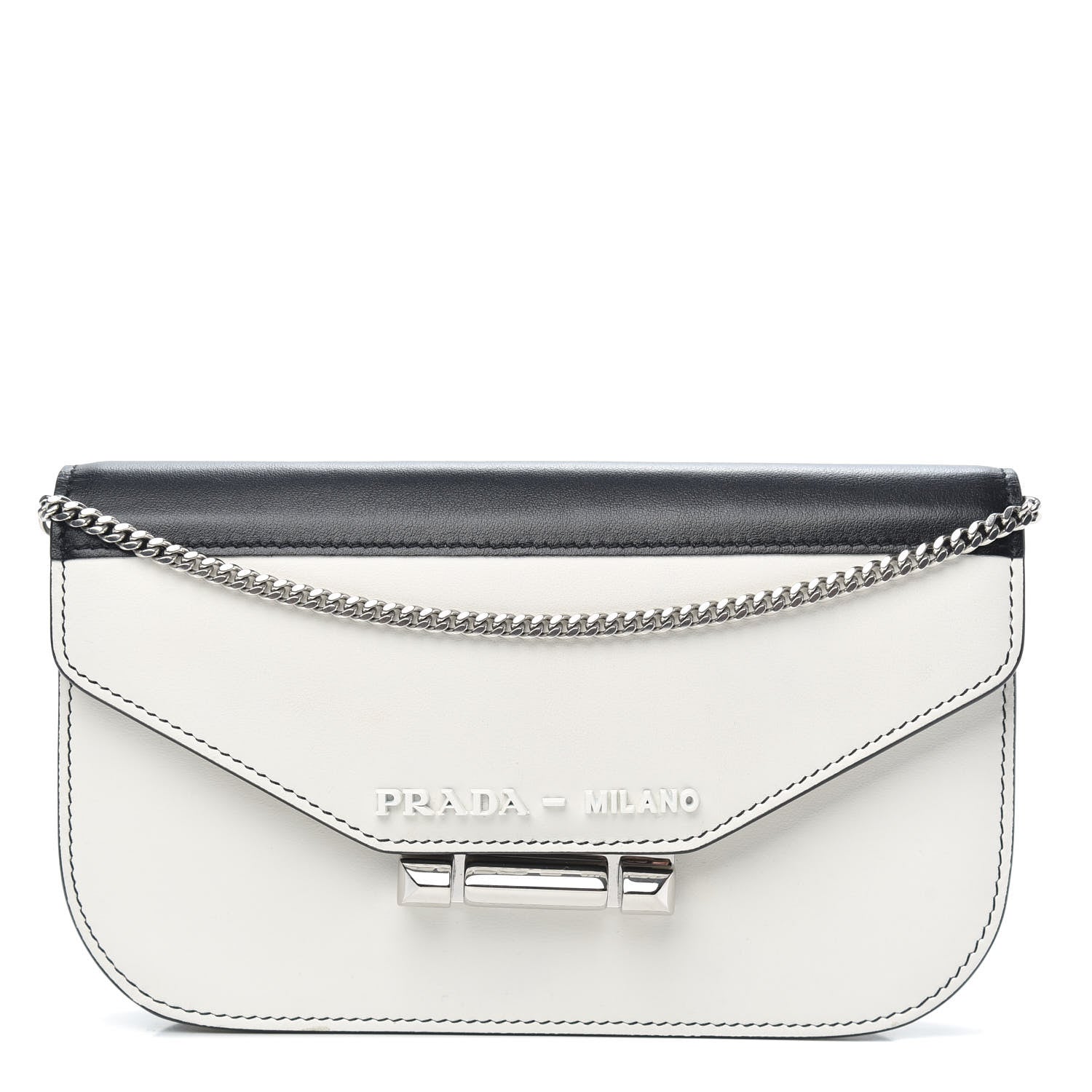 Prada Spazzolato Sybille Monochrome Crossbody Bag White Black 1 of 9