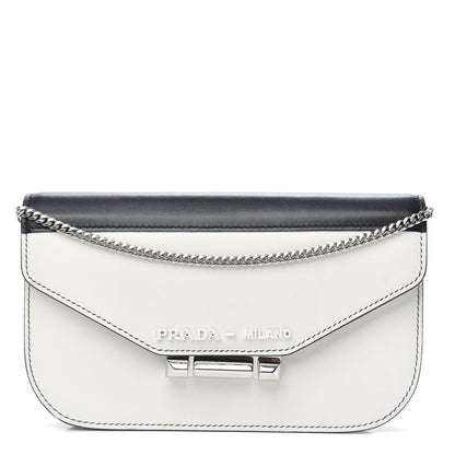 Prada Spazzolato Sybille Monochrome Crossbody Bag White Black 1 of 9