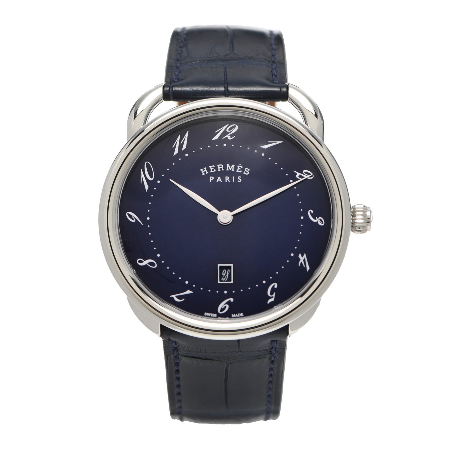 Stainless Steel Alligator 40mm Arceau Quartz Watch Bleu Abysse