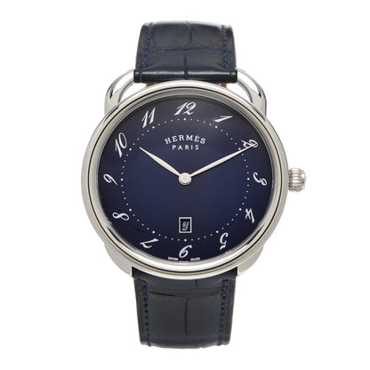 Hermes Stainless Steel Alligator 40mm Arceau Quartz Watch Bleu Abysse 1 of 5