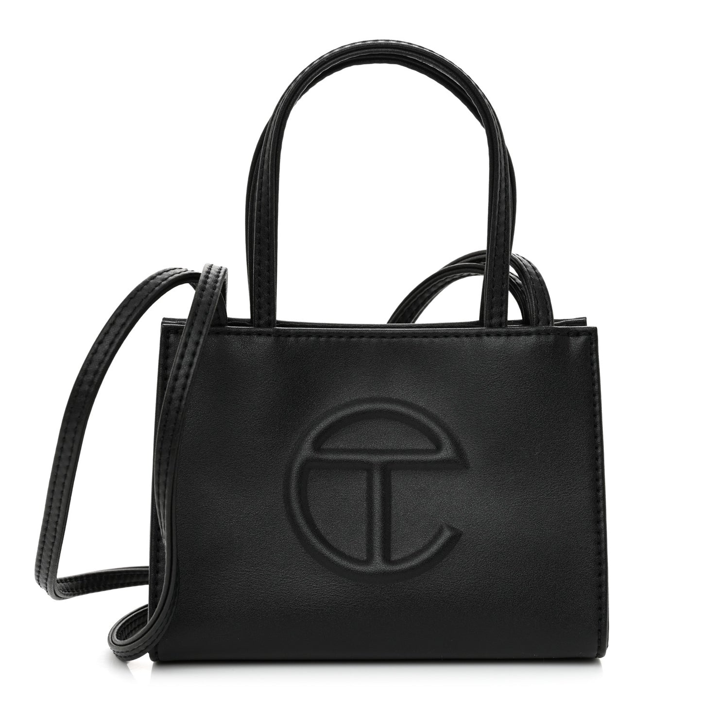Vegan Leather Small Shopping Bag Black