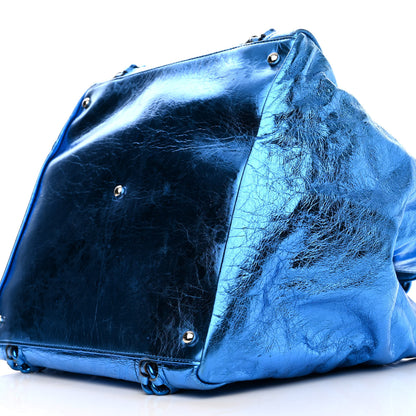 Chanel Metallic Cracked Calfskin Modern Chain Tote Blue 10 of 15