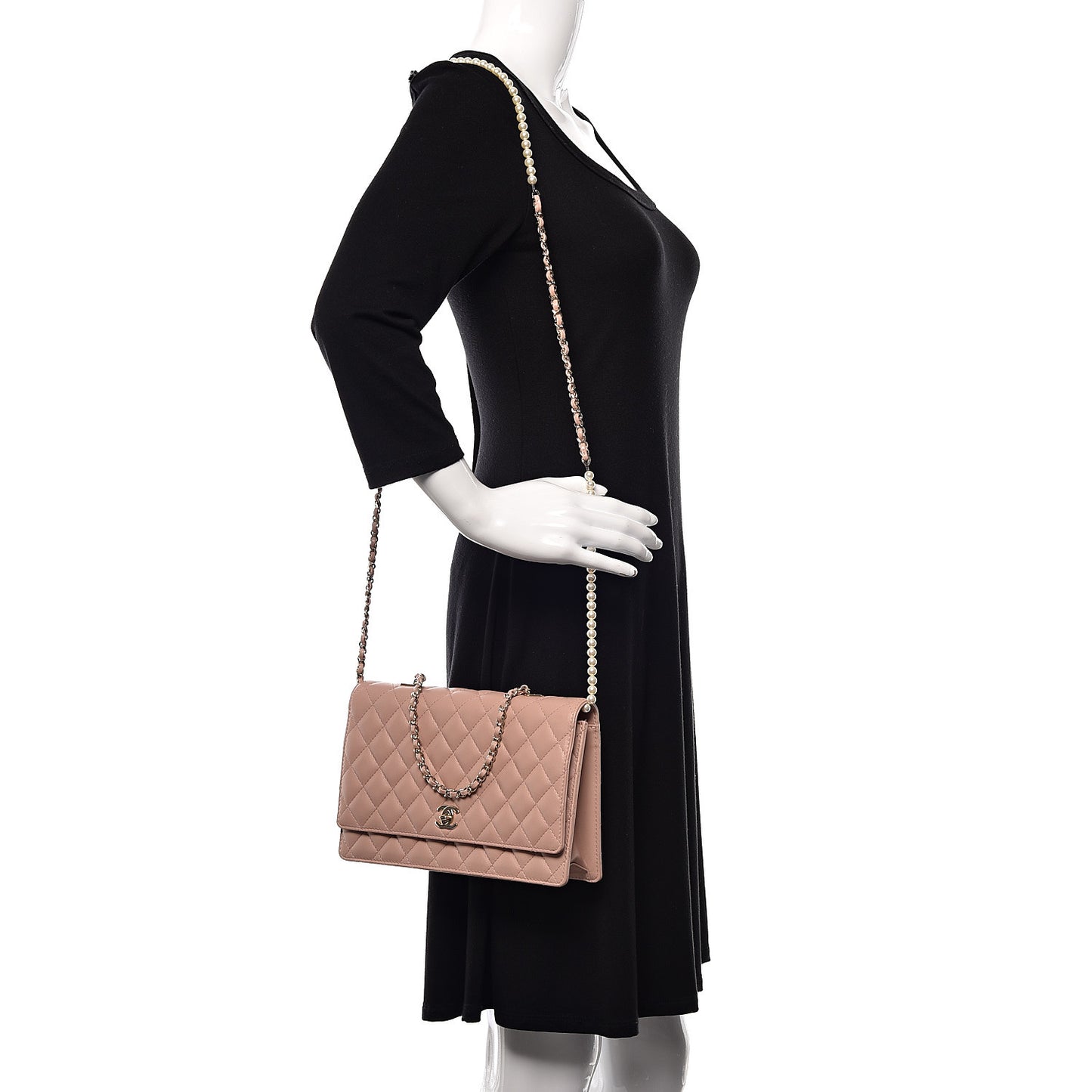 Lambskin Quilted Fantasy Pearl Flap Nude