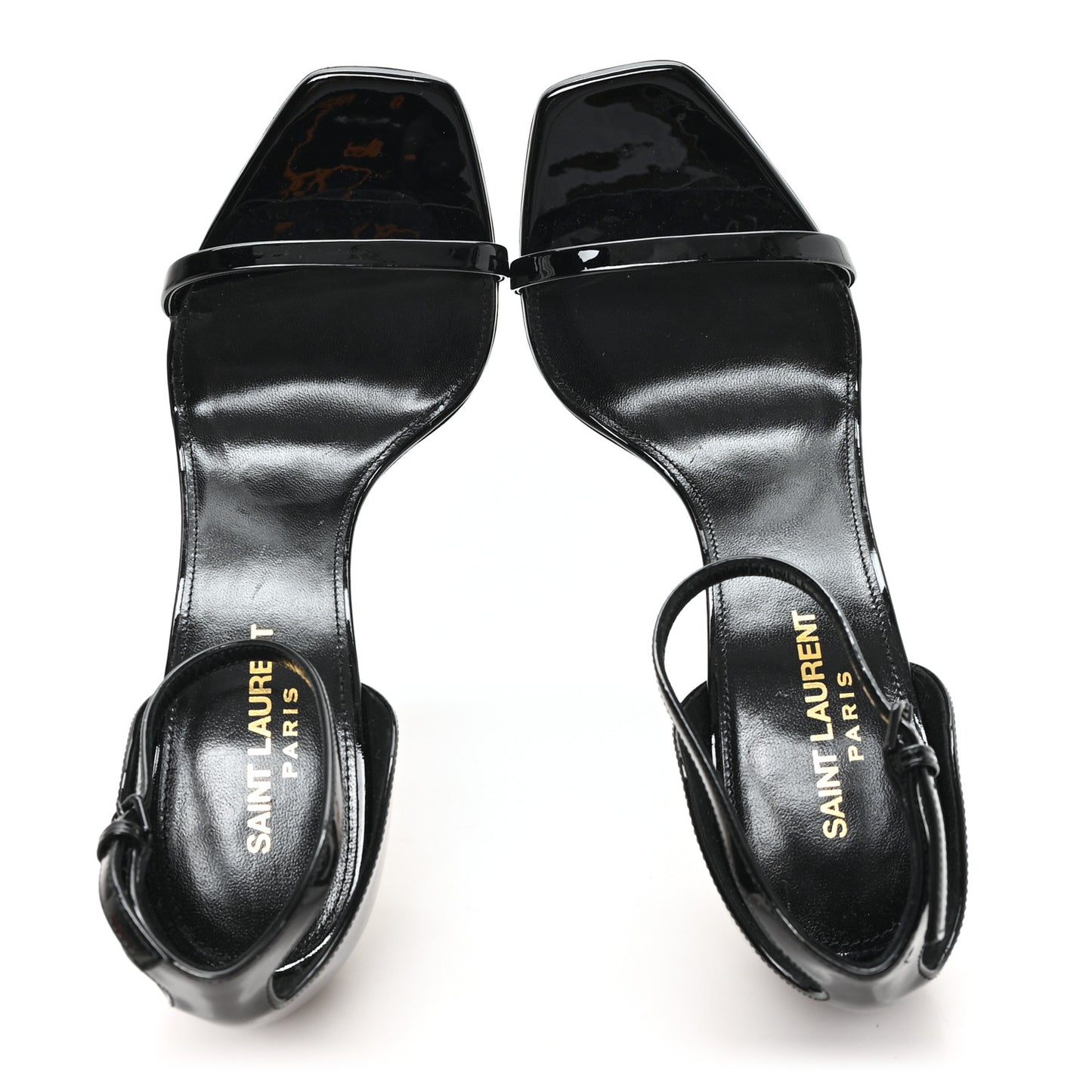 Patent Calfskin Opyum 110 Sandals 38 Black Gold