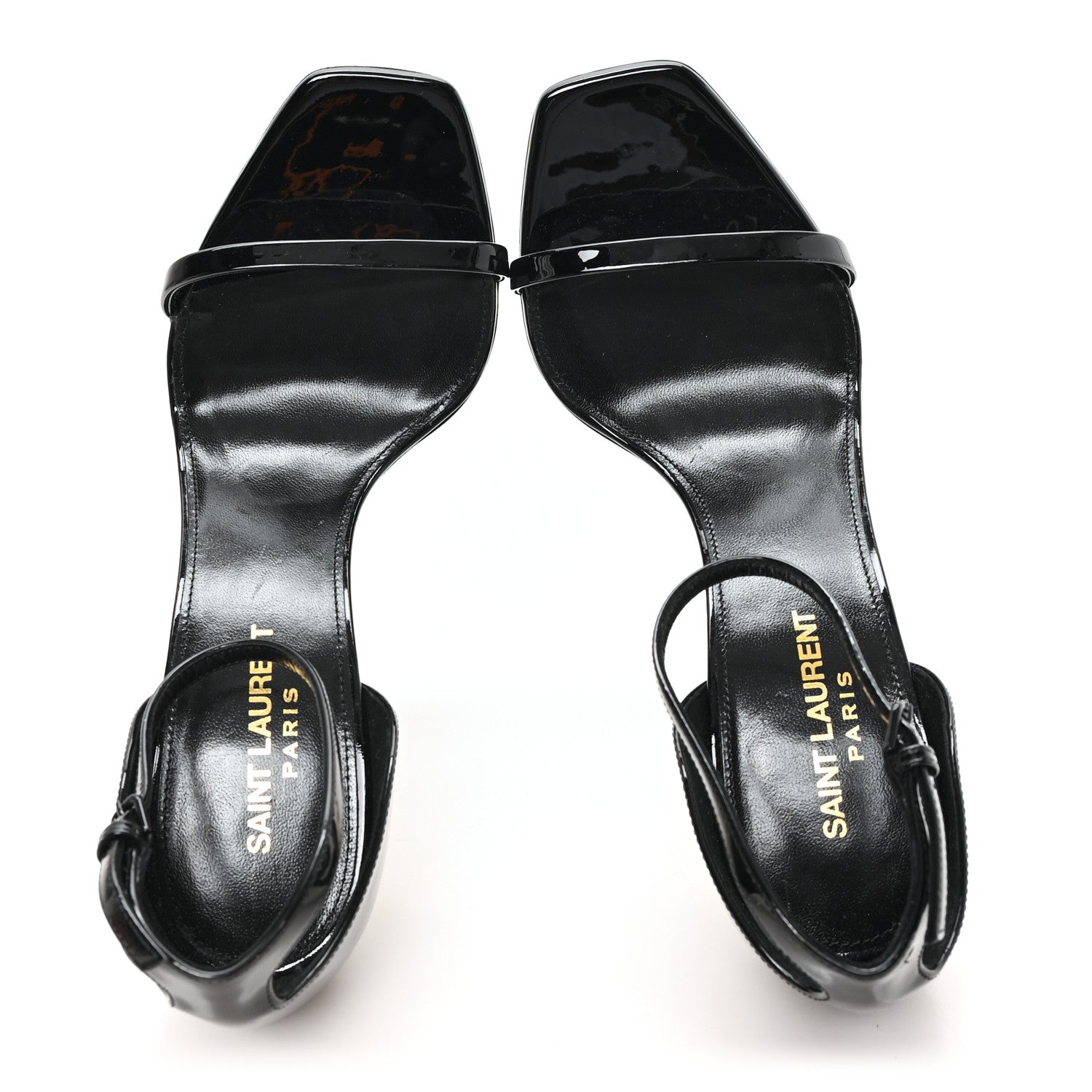 Saint Laurent Patent Calfskin Opyum 110 Sandals 38 Black Gold 2 of 9