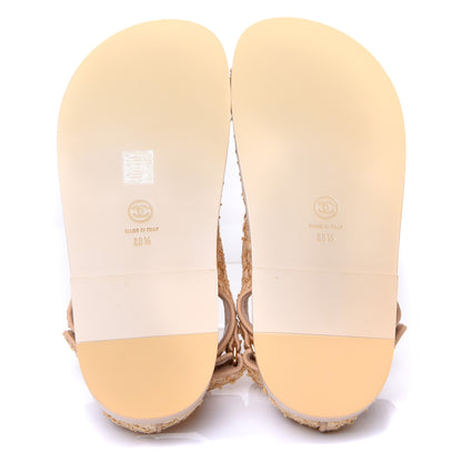 Chanel Braided Fabric Velcro Dad Sandals 38.5 Beige 6 of 11