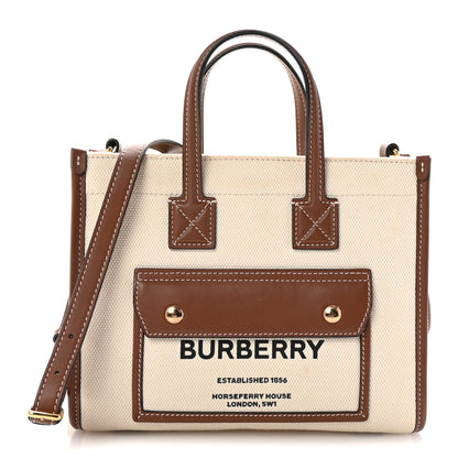Burberry Canvas Smooth Calfskin Mini Two Tone Freya Tote Brown 1 of 11
