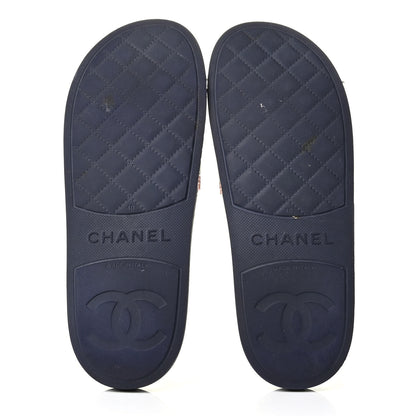 Chanel Rubber CC Flat Slide Sandals 40 Pink Red 2 of 6