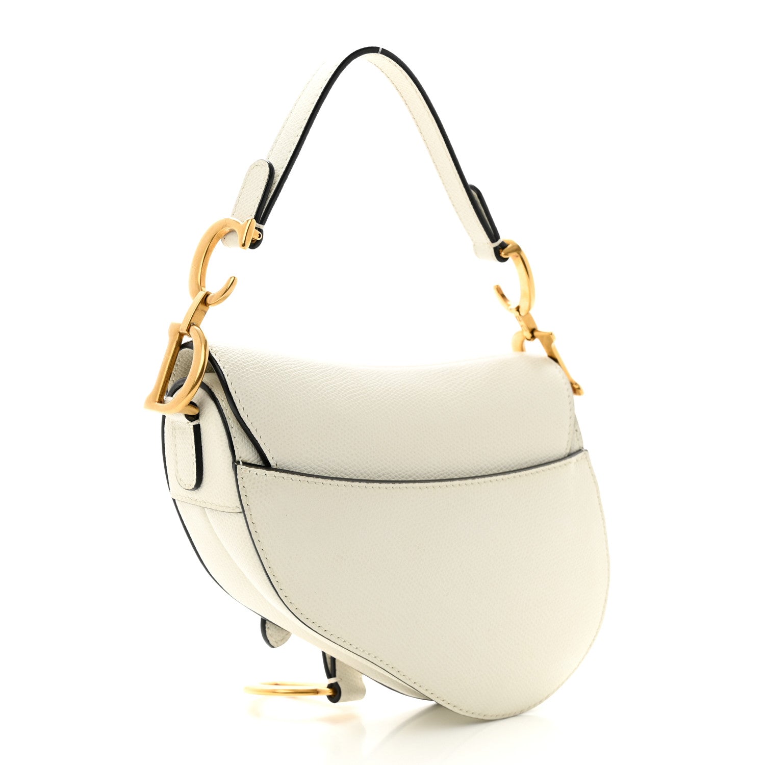 Christian Dior Grained Calfskin Mini Saddle Bag White 3 of 10