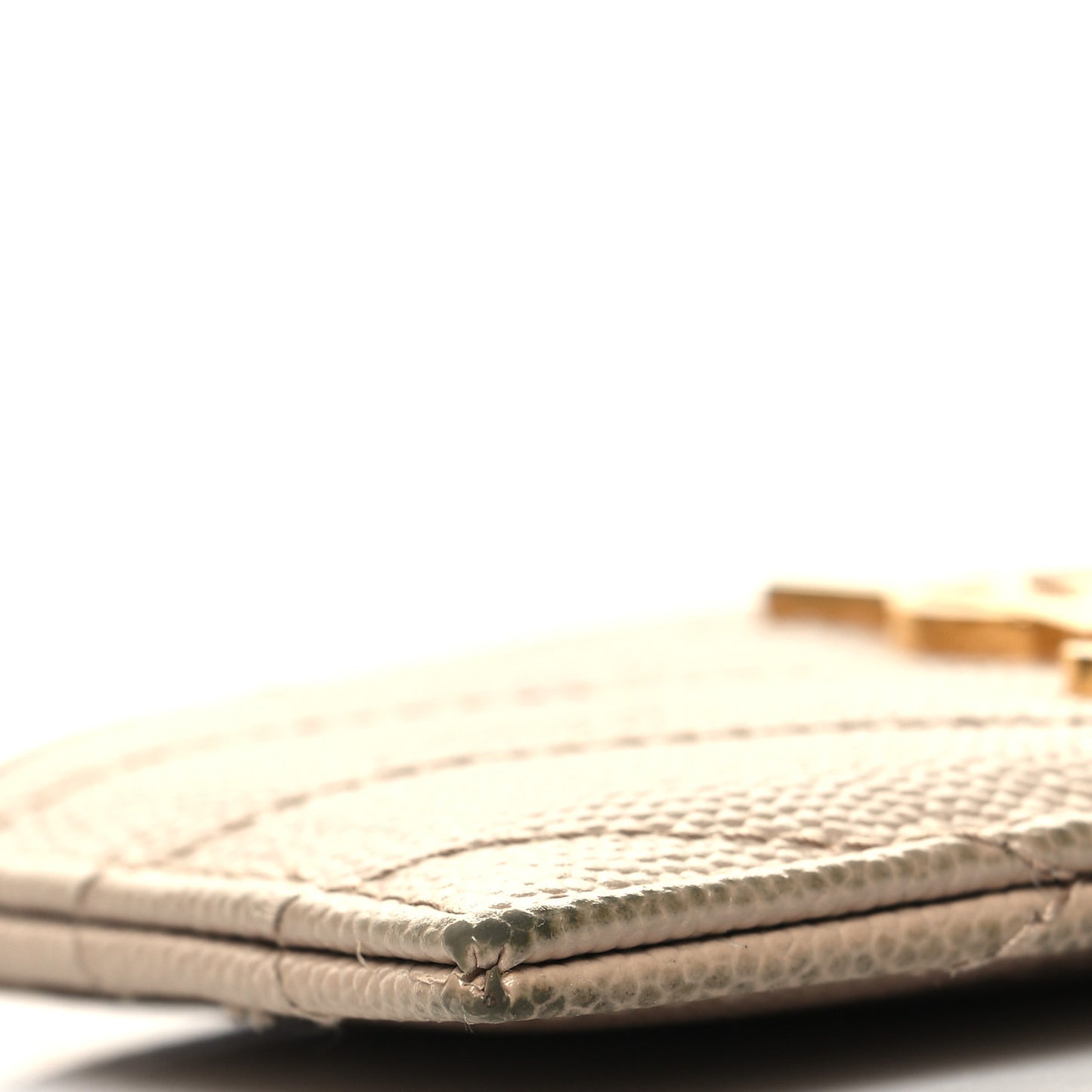 Grain De Poudre Matelasse Chevron Monogram Credit Card Case Dark Beige