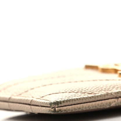 Saint Laurent Grain De Poudre Matelasse Chevron Monogram Credit Card Case Dark Beige 9 of 10