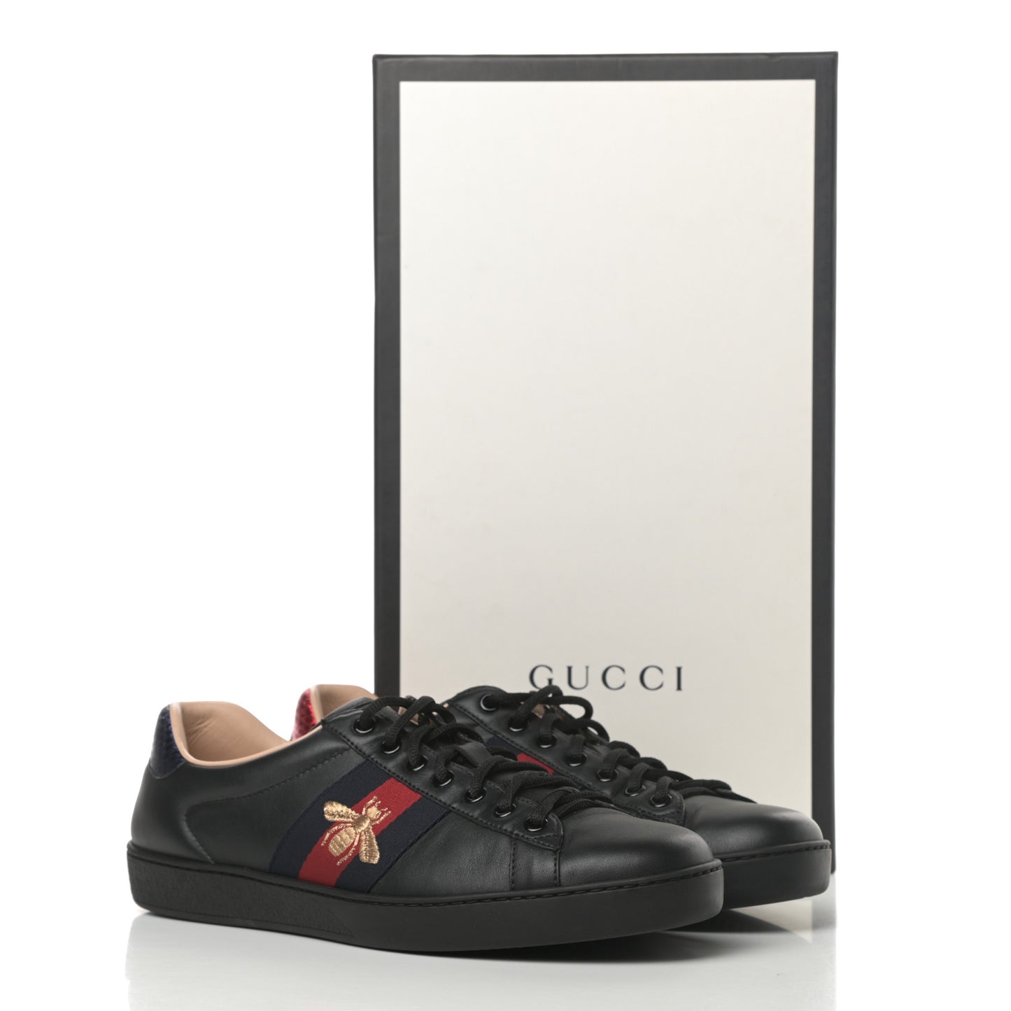 Miro Soft Calfskin Laminated Ayers Web Bee Embroidered Mens Ace Sneakers 6.5 Black Red Flame Night