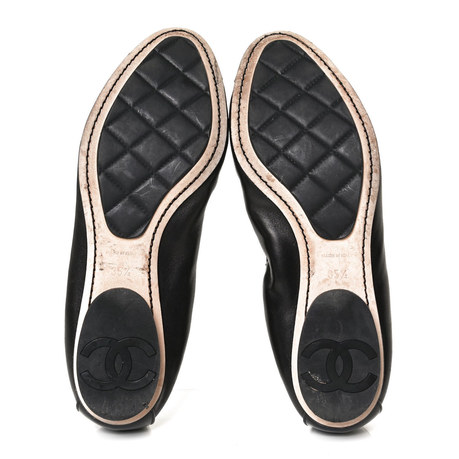 Chanel Lambskin Patent CC Elastic Cap Toe Ballerina Flats 35.5 Black 7 of 11