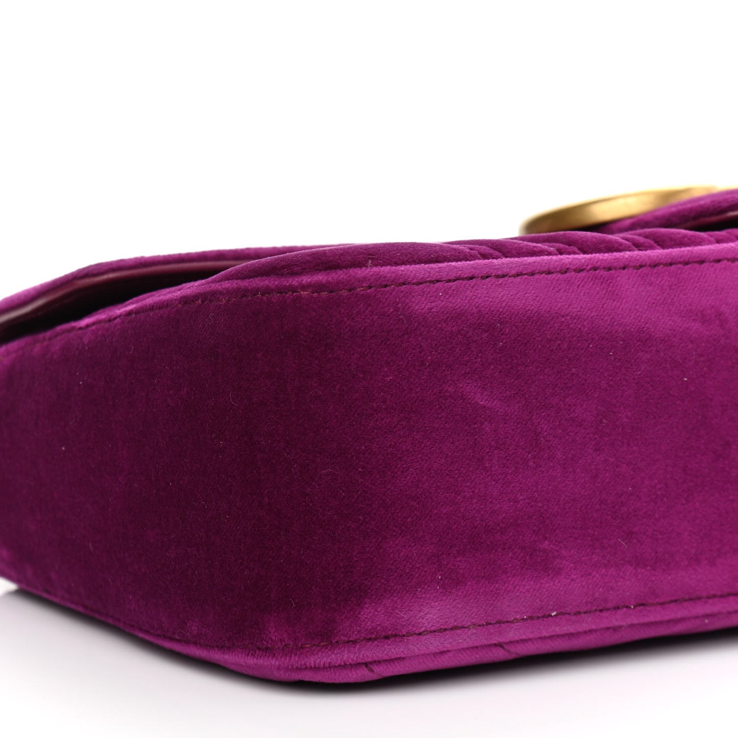 Velvet Matelasse Small GG Marmont Shoulder Bag Fuchsia Violet Cyclamen