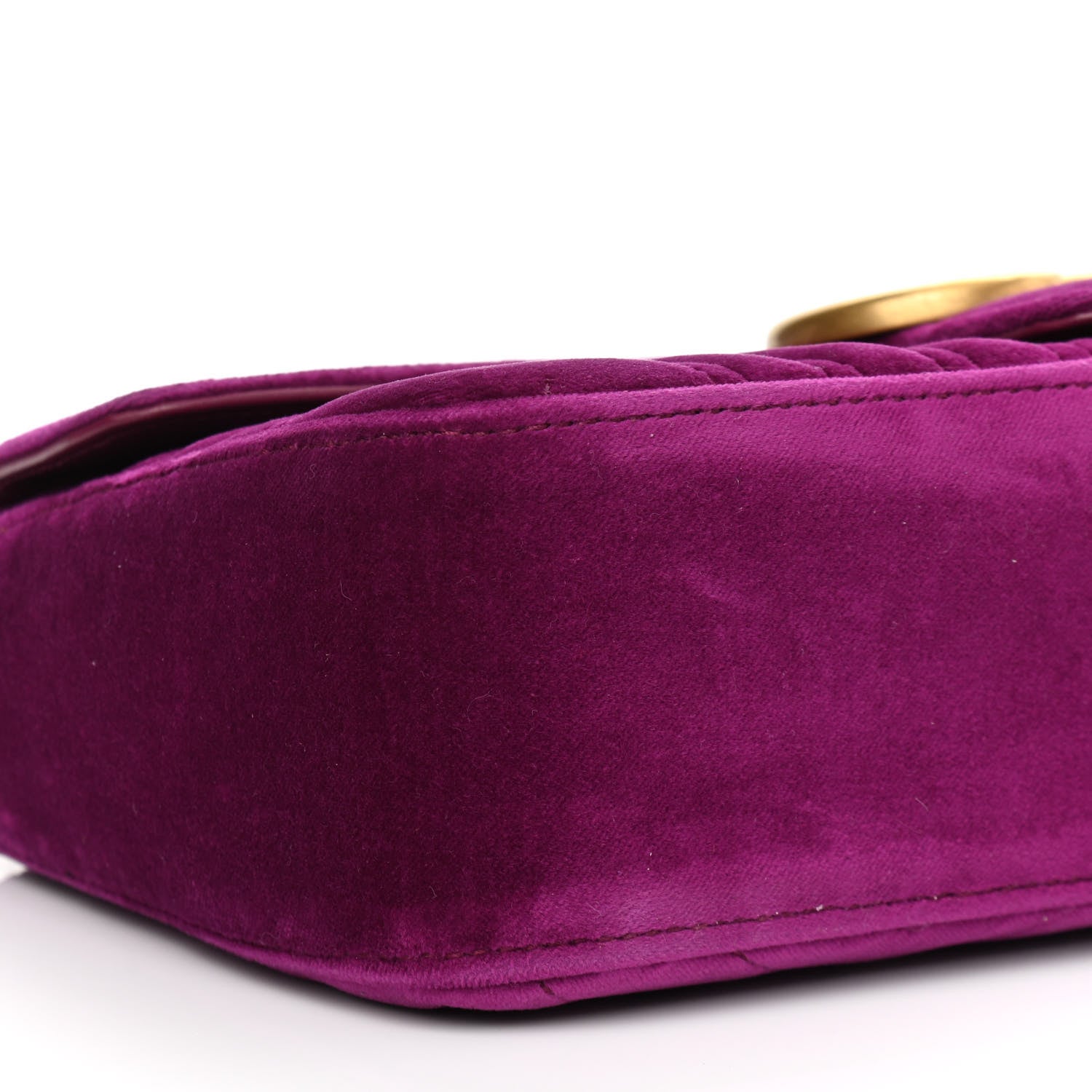 Gucci Velvet Matelasse Small GG Marmont Shoulder Bag Fuchsia Violet Cyclamen 10 of 11