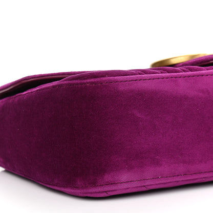 Gucci Velvet Matelasse Small GG Marmont Shoulder Bag Fuchsia Violet Cyclamen 10 of 11