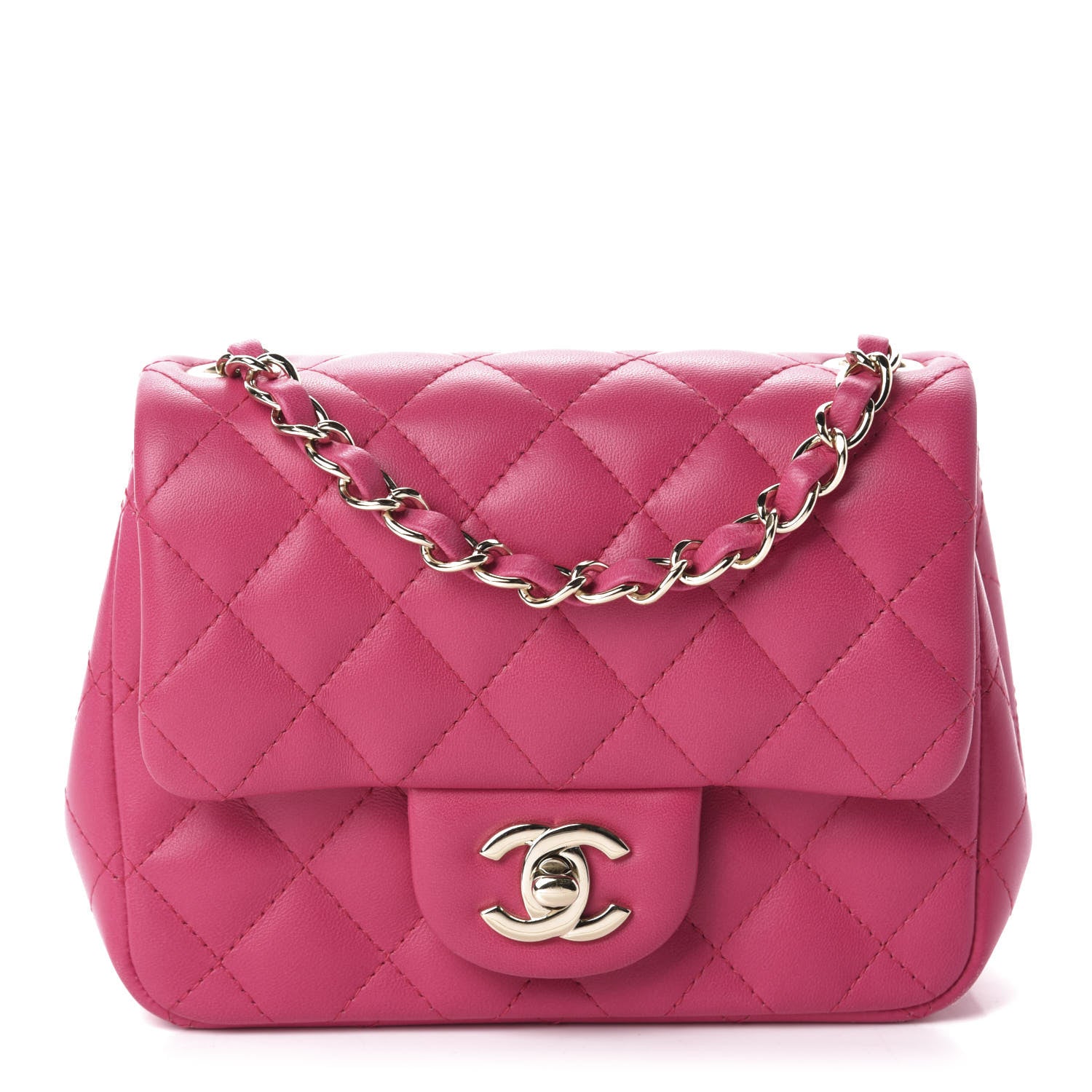Chanel Lambskin Quilted Mini Square Flap Fuchsia 1 of 14