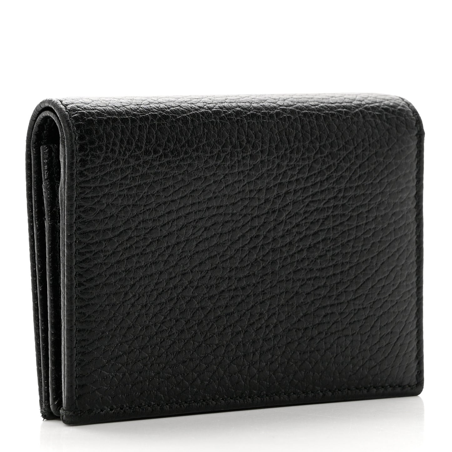 Pebbled Calfskin GG Marmont Card Case Black