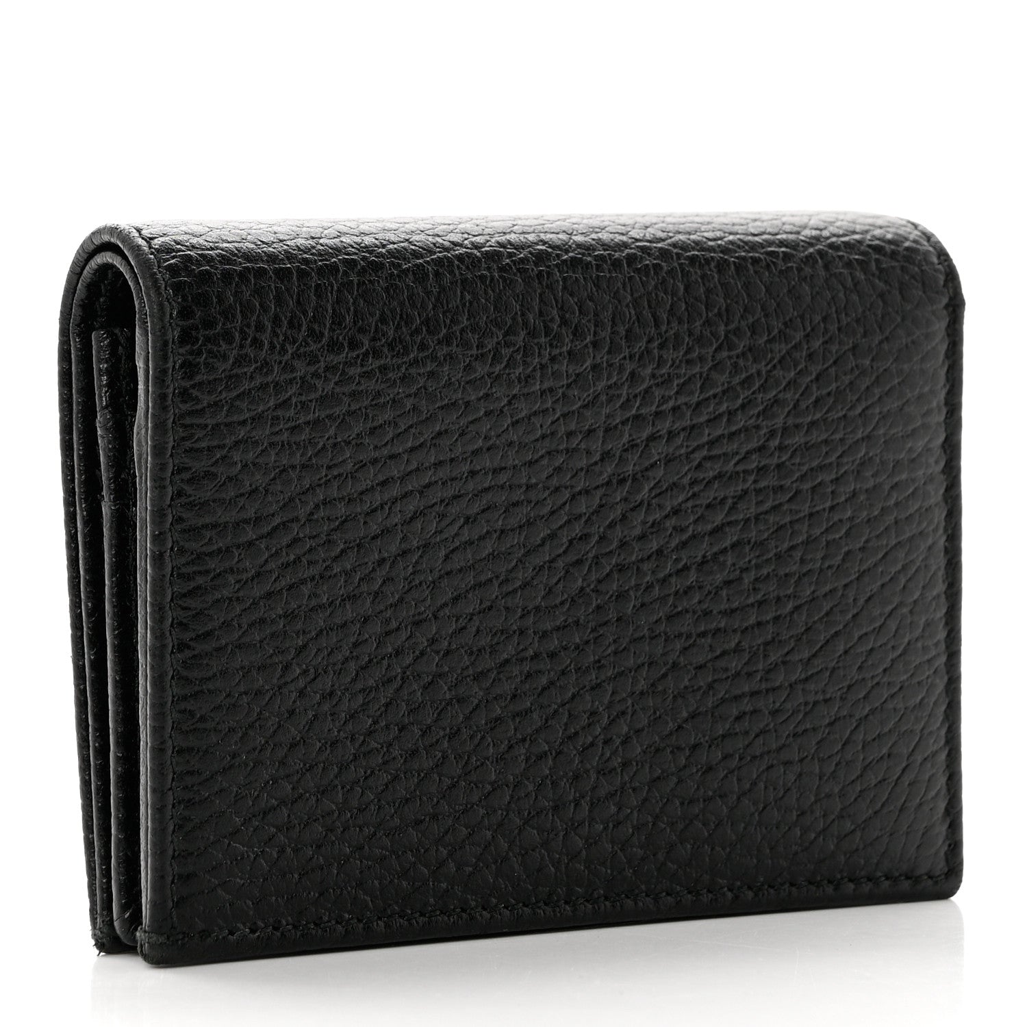 Gucci Pebbled Calfskin GG Marmont Card Case Black 3 of 9