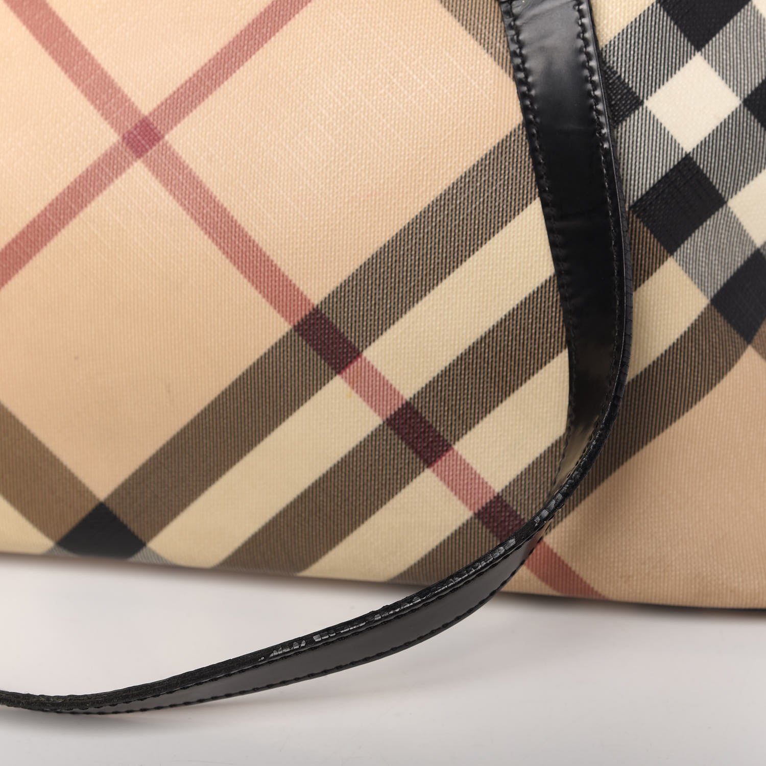 Burberry Patent Trim Nova Check Shopper Tote Black 12 of 17