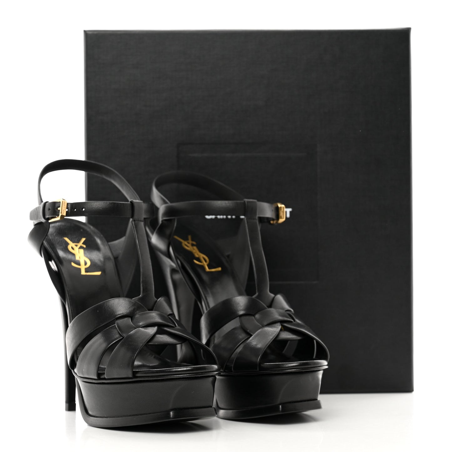 Calfskin Tribute 105 Platform Sandals 37.5 Black