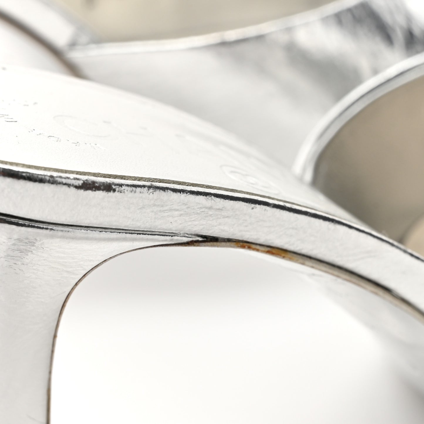 Metallic Goatskin CC Mules 37.5 Silver
