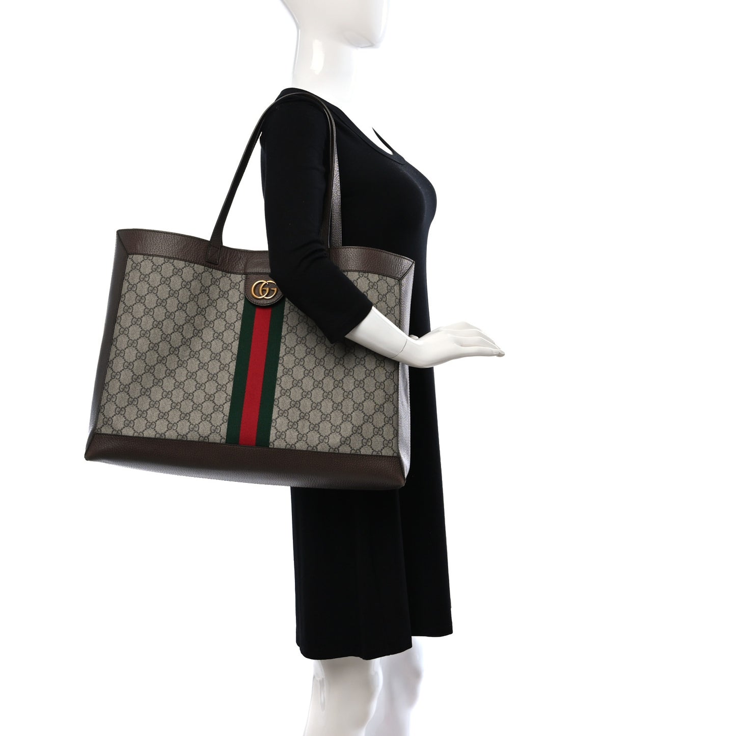 GG Supreme Monogram Web Ophidia Tote Brown