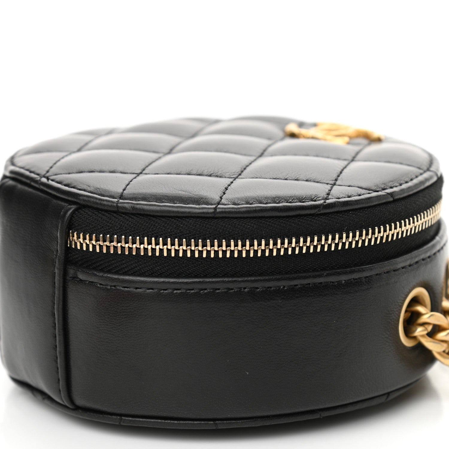 Chanel Lambskin Quilted Pillow Crush Round Clutch With Chain Black 10 of 11