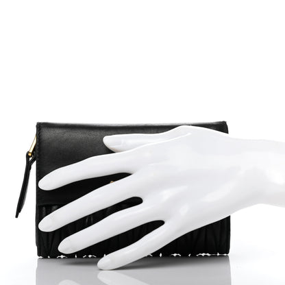 Miu Miu Nappa Matelasse Tri-Fold Flap Wallet Black 2 of 12