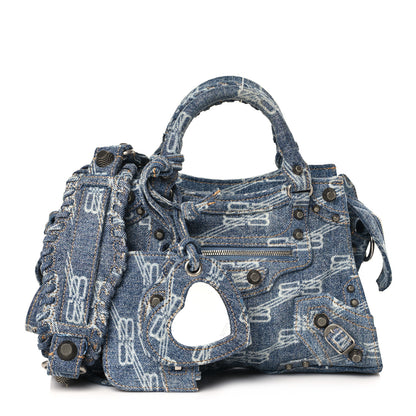 Balenciaga Denim BB Monogram Neo Cagole Handbag XS Blue 1 of 8