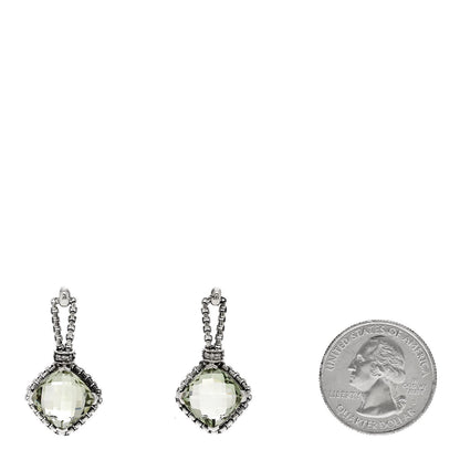 David Yurman Sterling Silver Diamond Prasolite Cushion On Point Drop Earrings 2 of 4