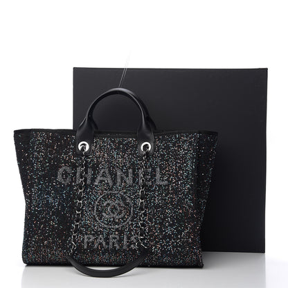 Chanel Calfskin Sequin Medium Deauville Tote Black 10 of 10