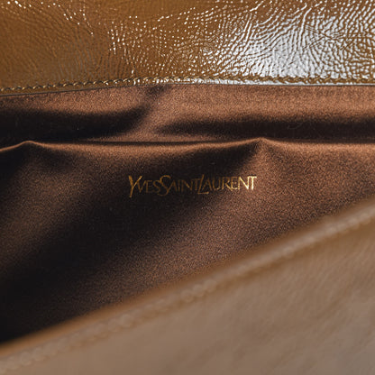 Saint Laurent Textured Patent Calfskin Large Belle De Jour Clutch Tobacco 7 of 8