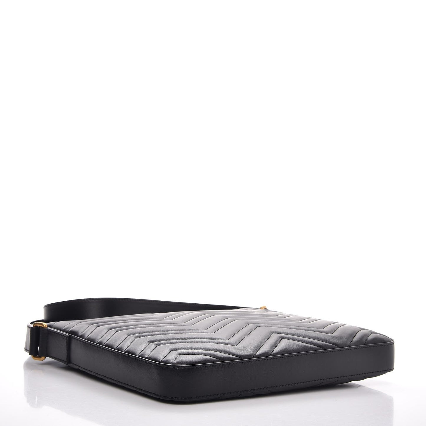 Calfskin Matelasse GG Marmont Flat Messenger Bag Black
