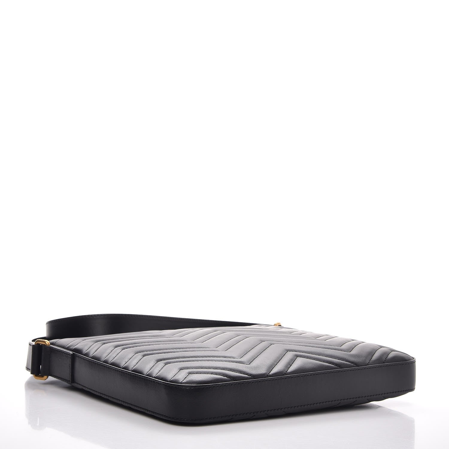 Gucci Calfskin Matelasse GG Marmont Flat Messenger Bag Black 4 of 7