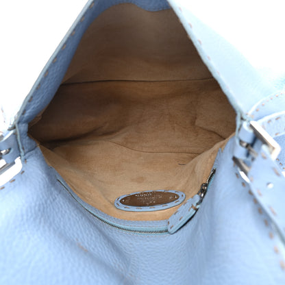 Fendi Calfskin Romano Selleria Forever Mama Baguette Sky Blue Latte 4 of 10