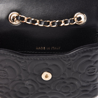 Chanel Lambskin Camellia Embossed Chain Belt Bag Black 7 of 8