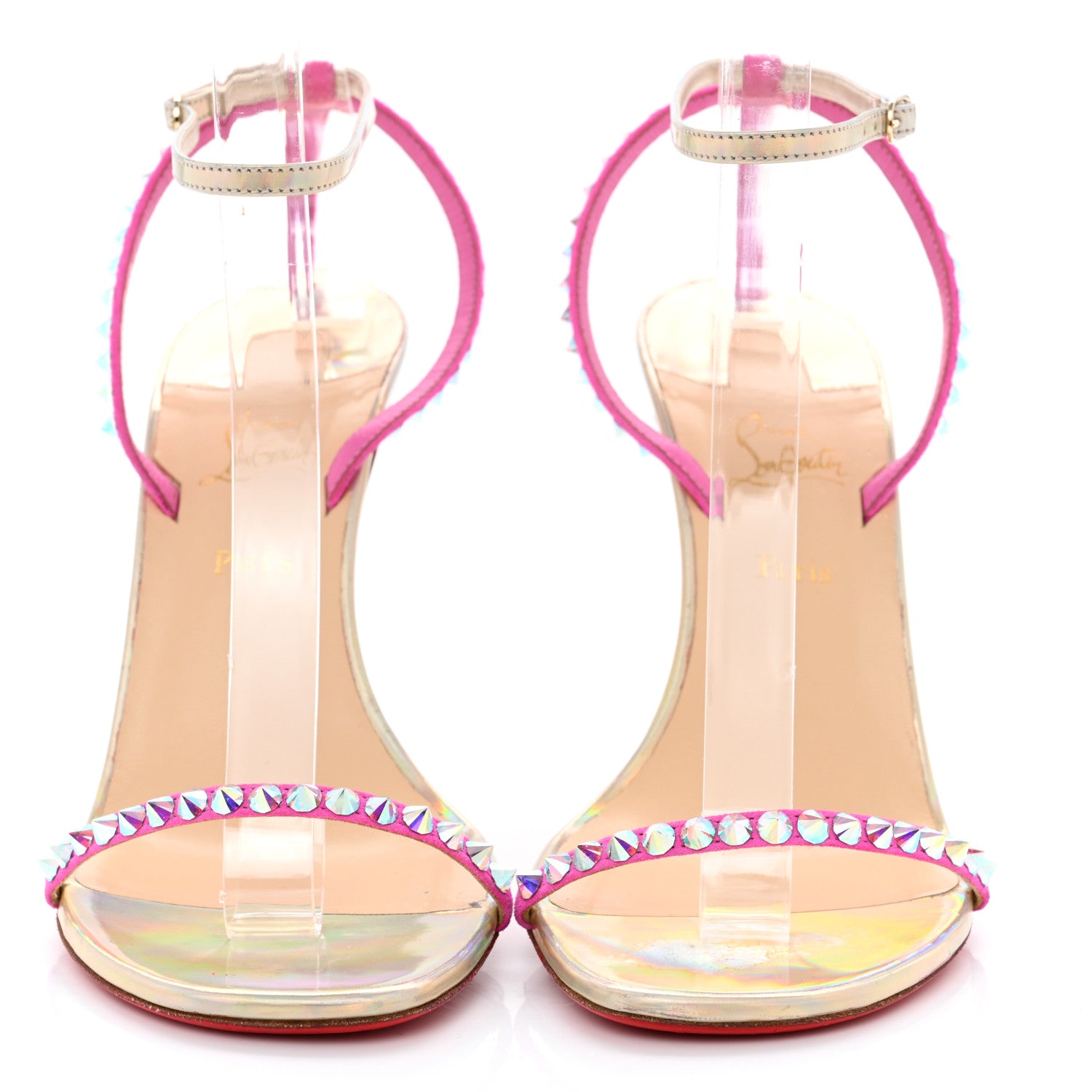 Christian Louboutin Metallic So Me 100 Sandals 37.5 Pink 2 of 12