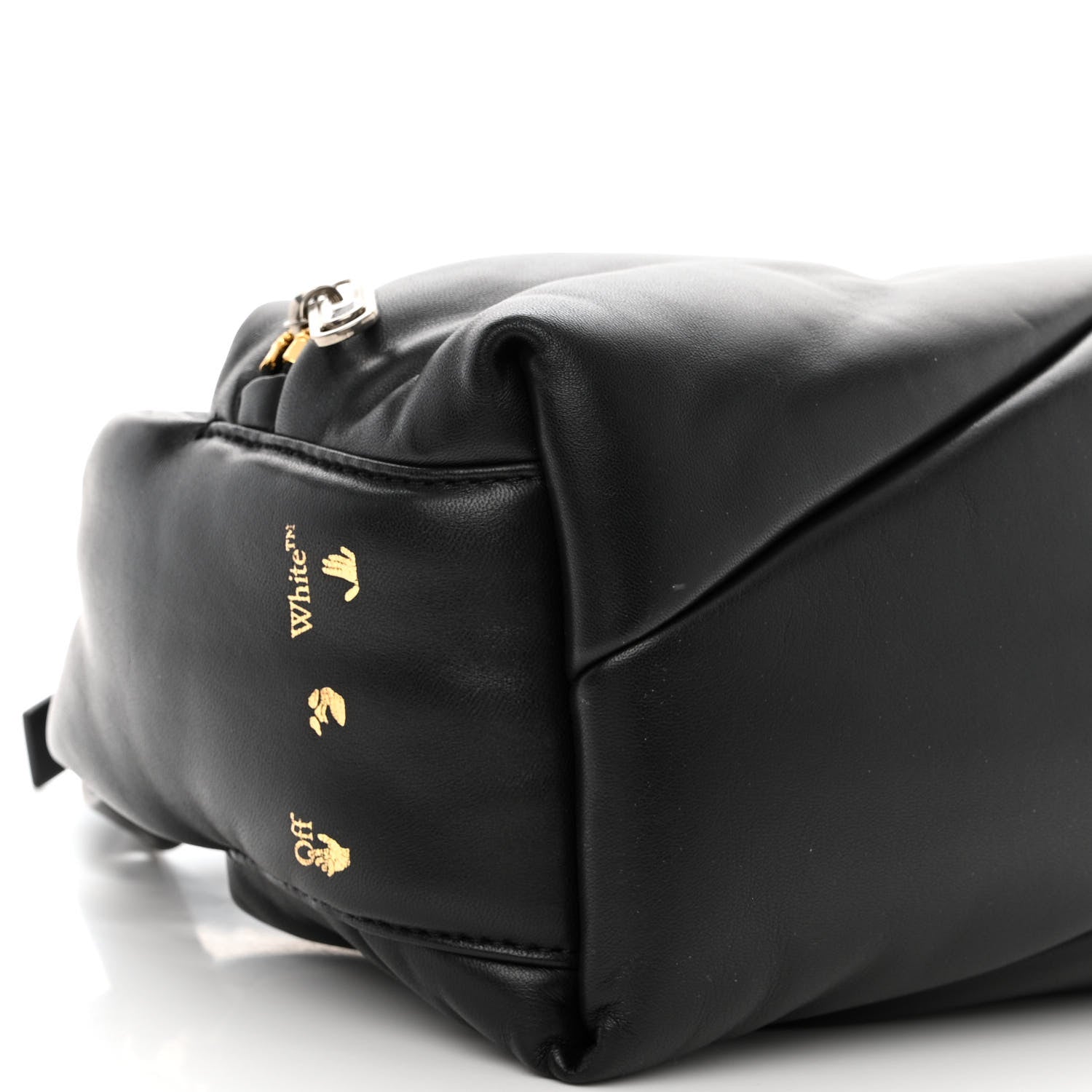 Off-White Calfskin Puffy Pump Pouch Crossbody Bag Black 9 of 10