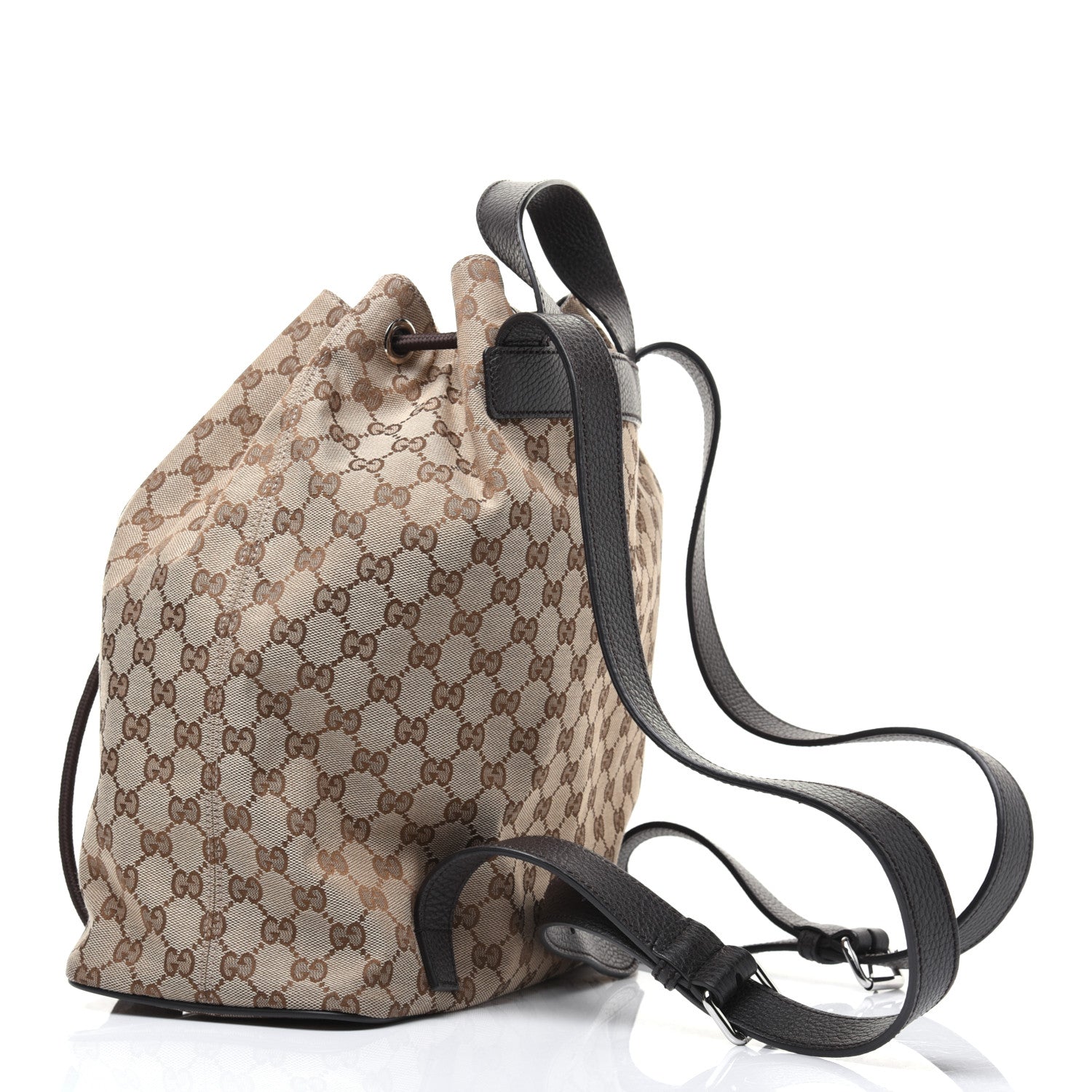 Gucci Monogram Dollar Calfskin O Drawstring Backpack Beige Ebony Testa di Moro Dark Chocolate 2 of 18
