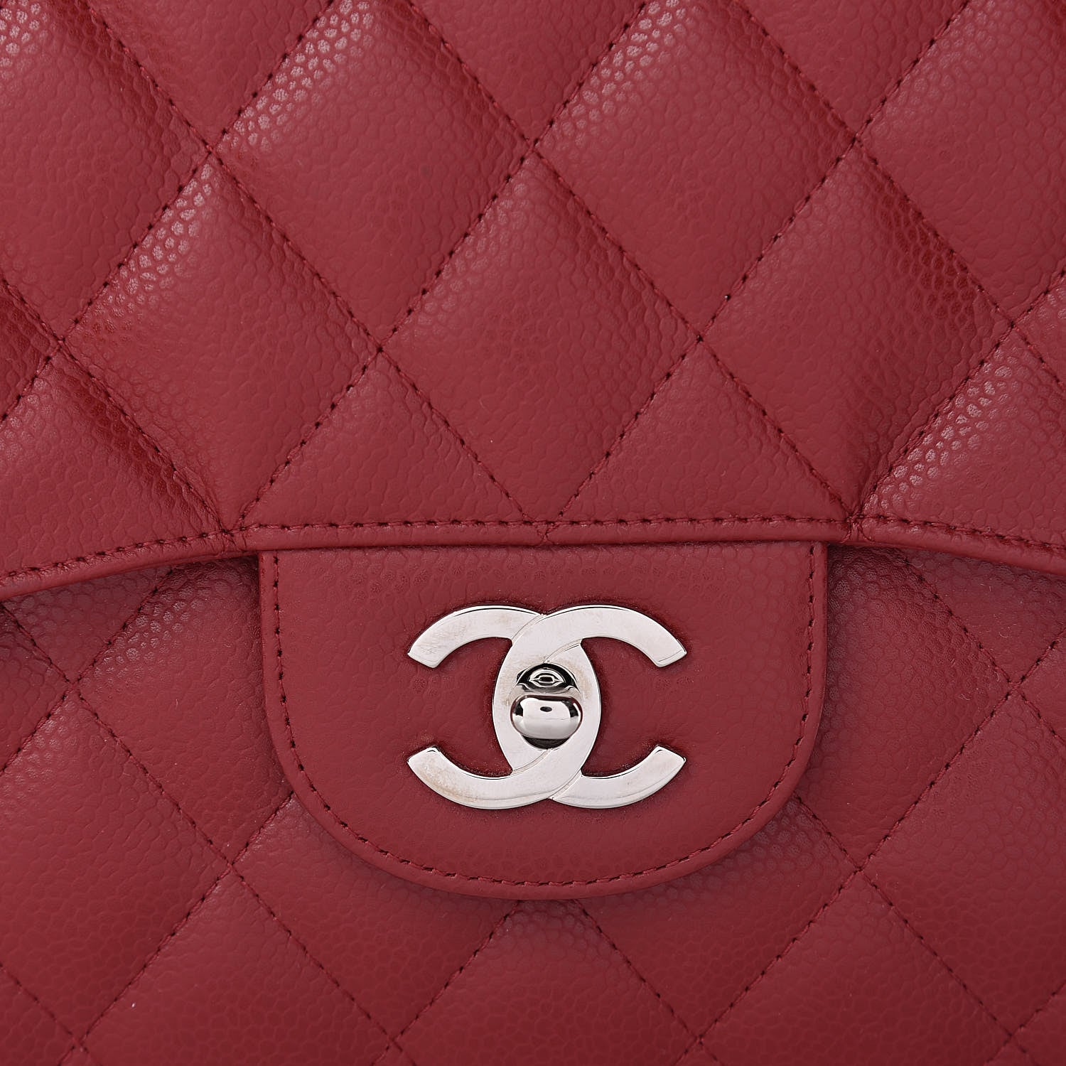 Chanel Caviar Quilted Jumbo Single Flap Red 10 of 11