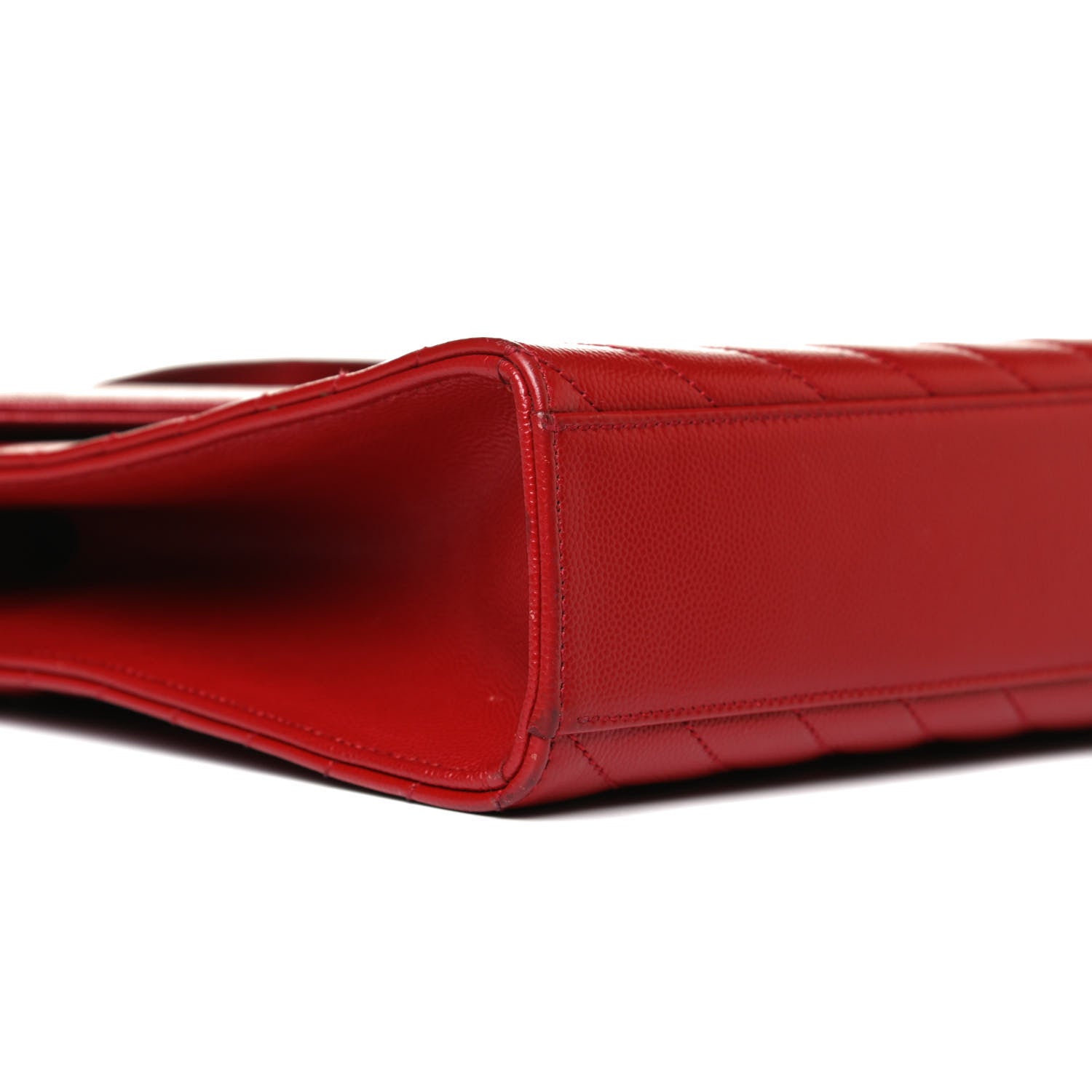 Saint Laurent Grain De Poudre Matelasse Chevron Large Monogram Satchel Lipstick Red 10 of 17