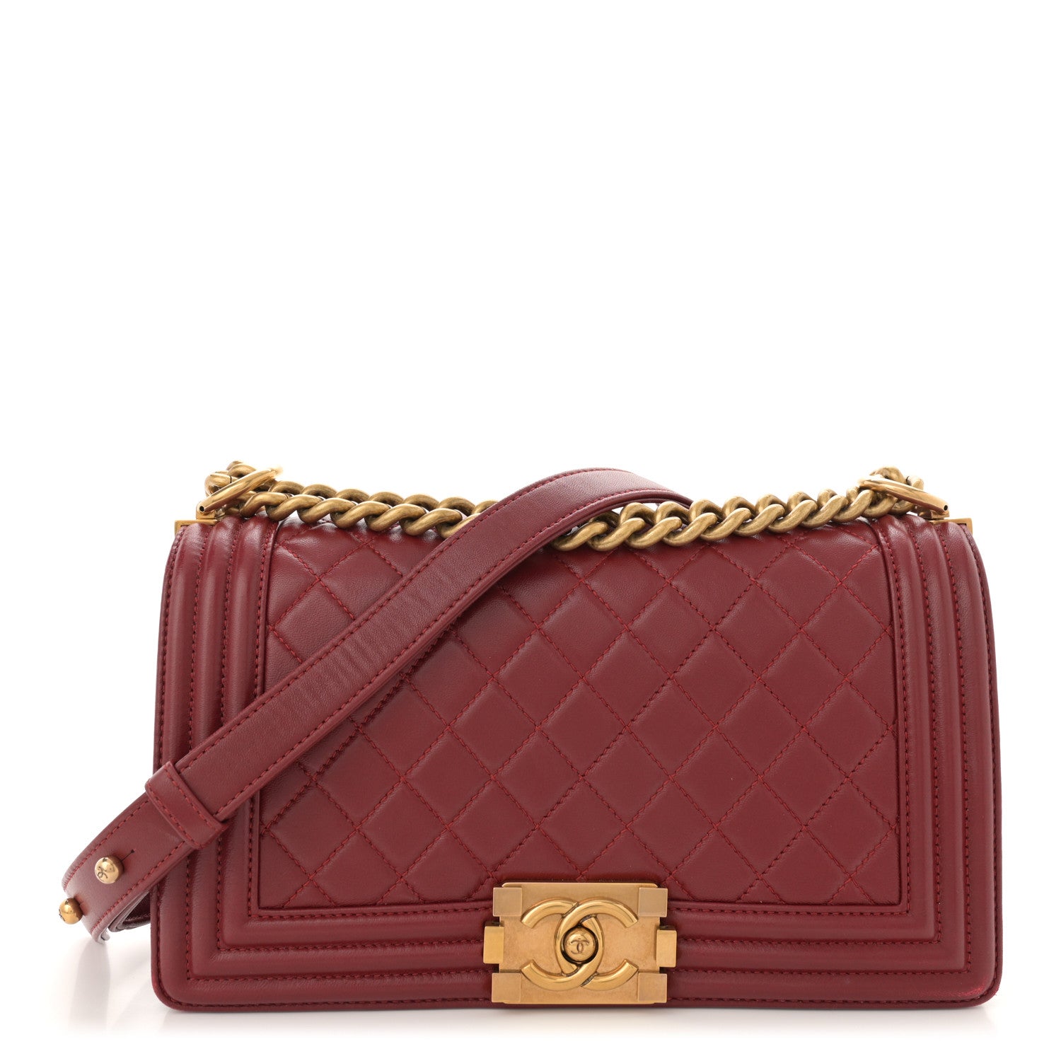 Chanel Lambskin Quilted Medium Boy Flap Dark Red 1 of 15