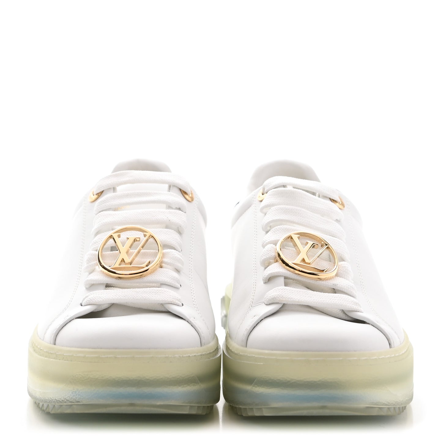 Lambskin Monogram Time Out Sneakers 37.5 White Light Blue