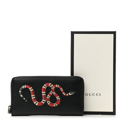 Gucci Calfskin Kingsnake Zip Around Wallet Black 9 of 9