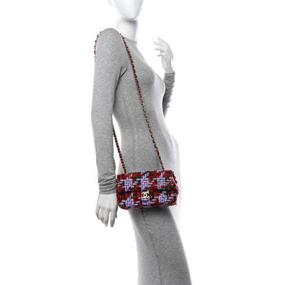 Chanel Tweed Quilted Mini Rectangular Flap Red Purple Green 2 of 13