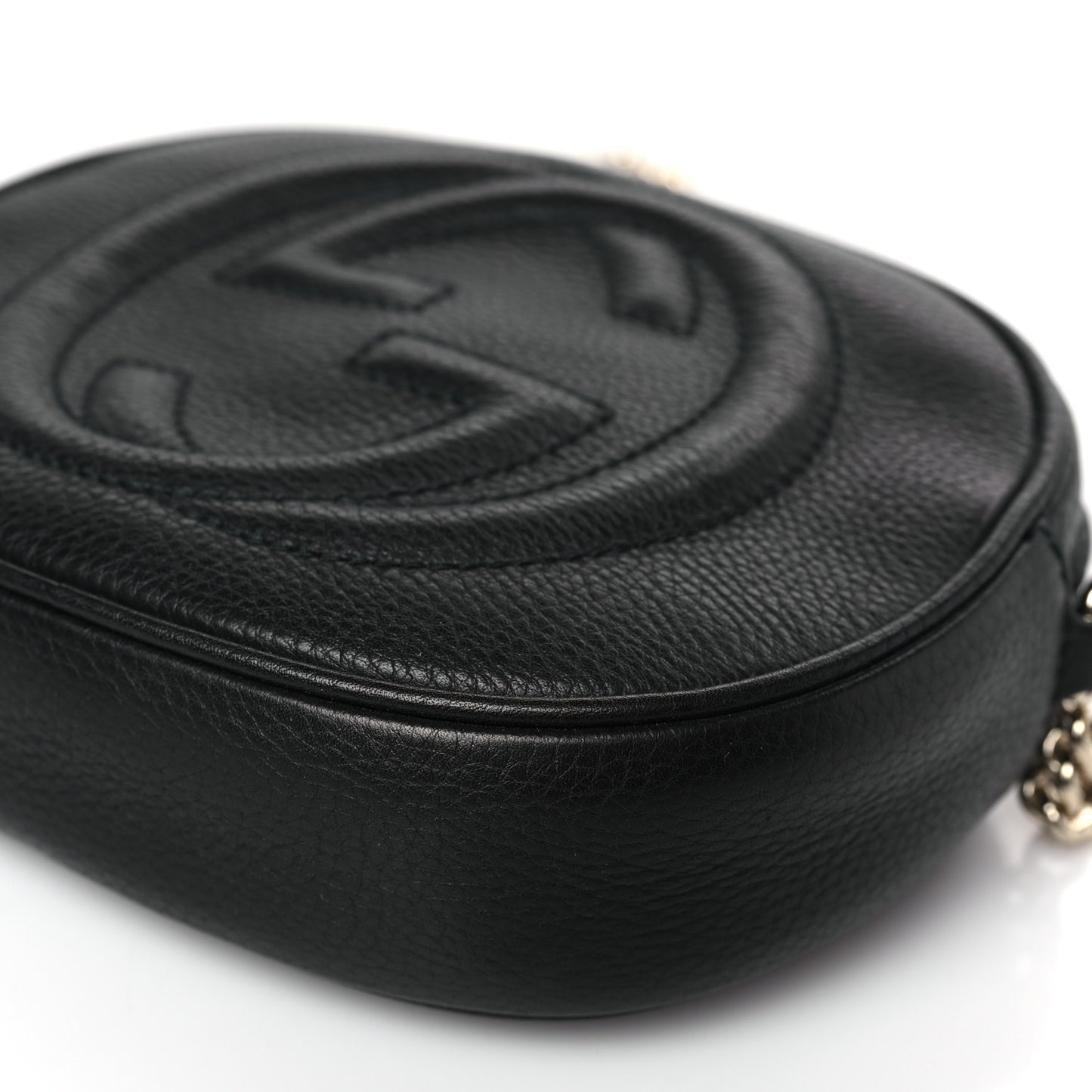 Pebbled Calfskin Mini Soho Chain Bag Black