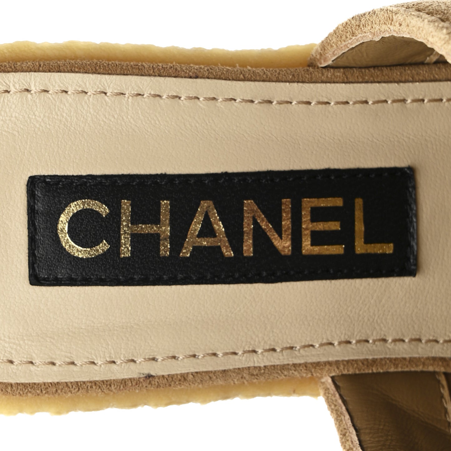 Suede Calfskin Lambskin Quilted CC Mules 37 Beige Black